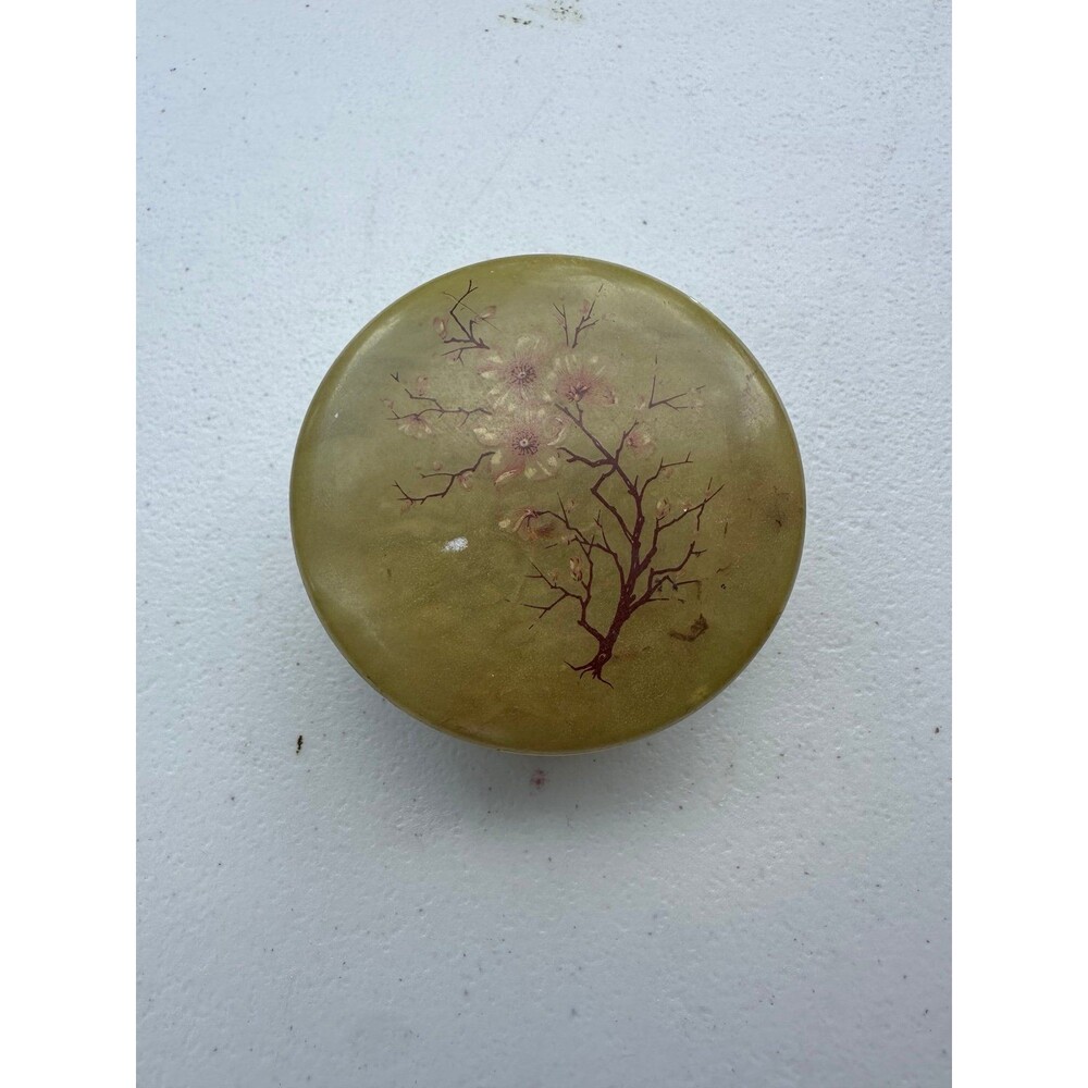 Vintage Italian Hand Carved Genuine Alabaster Trinket Vanity Hinged Keepsake Box